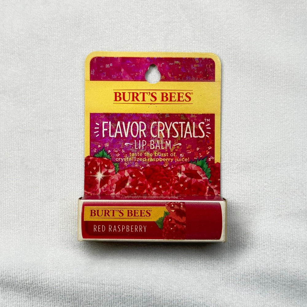 Burt's Bees Flavor Crystals Lip Balm Red Raspberry 100% Natural 0.16oz New